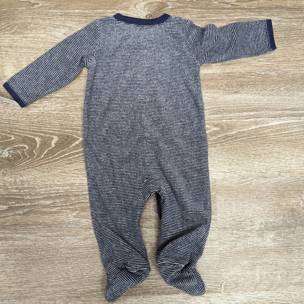 NWT Carter's Bear Blue Striped Snap Button Sleep and Play Footie Size 3-6 Months